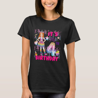 Camiseta Crianças 4 Meninas de Aniversário 4 Anos Vermelho