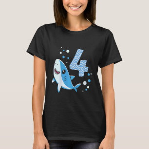 Camiseta Crianças 4.o aniversário Rapazes Tubarão 4 anos Oc
