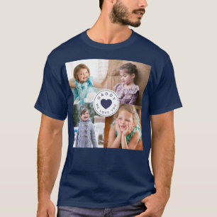Camiseta Crianças 4 Pai de Colagem de Fotografias Nós Amo V