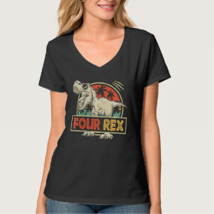 Camiseta Crianças 4 Rex Birday Rex 4 Anos Dino 4º Din