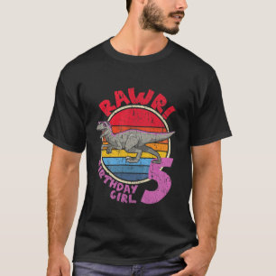 Camiseta Crianças 5 Aniversário Eu Rawr! Velociraptor I Fam