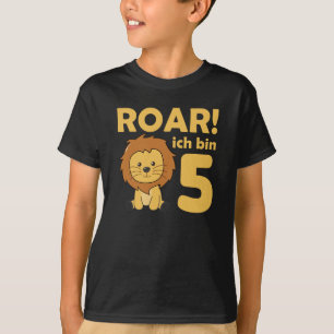 Camiseta Crianças 5. Aniversário Leão de 5 Anos Tenho 5