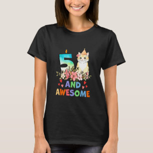 Camiseta Crianças 5 anos 5 anos de idade Cat Unicorn