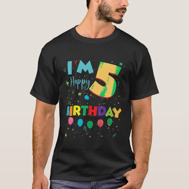 Camiseta Crianças 5 anos 5 de aniversário Feliz Aniversário (Frente)