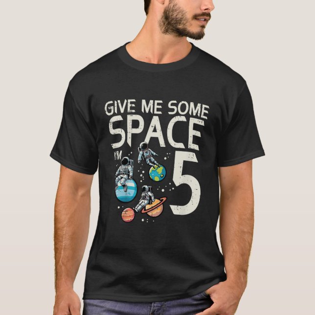 Camiseta Crianças 5 Astronauta De Aniversário Me Dá Espaço  (Frente)
