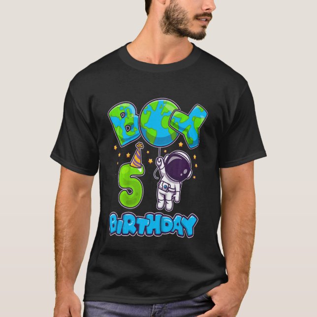 Camiseta Crianças 5 Astronauta de Astronauta de Aniversário (Frente)