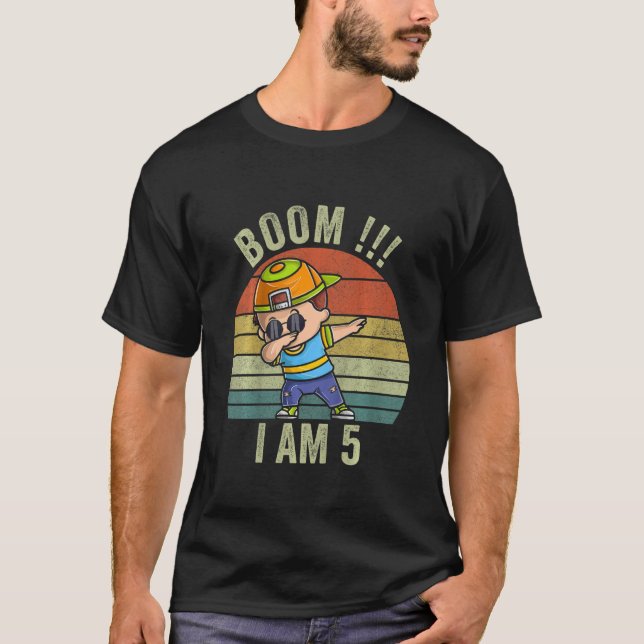 Camiseta Crianças 5 Birthday Boys Boom Iu2019m 5 Anos Bi (Frente)