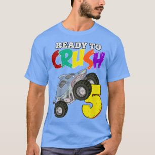 Camiseta Crianças 5 Birthday Boys Monster Truck 5 Anos Ra