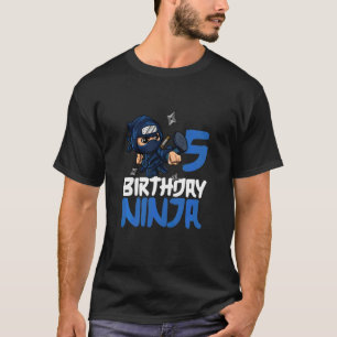 Camiseta Crianças 5 Birthday Ninja Bday Party 5 Anos Shu