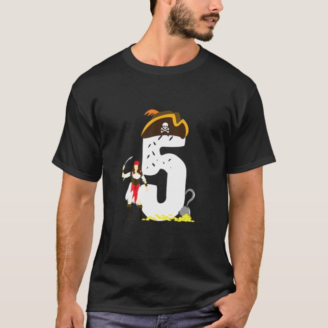 Camiseta Crianças 5 Birthday Pirate Bride Gift (Frente)