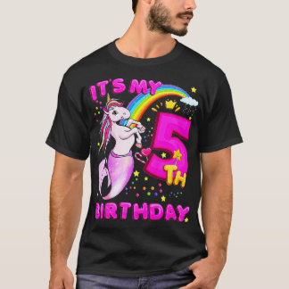 Camiseta Crianças 5 Birthday Unicorn Mermicorn Sereia Para