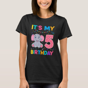 Camiseta Crianças 5 Bonito Elefante De Aniversário De 4 Ano