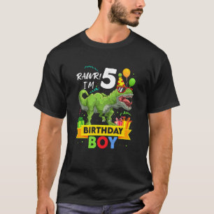 Camiseta Crianças 5 Crianças Garoto De 5 Anos Dinossauro Re