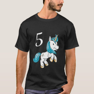 Camiseta Crianças 5 de aniversário de 5 anos Unicórnio