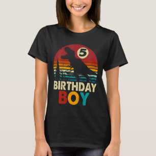 Camiseta Crianças 5 de Aniversário Dinossauro Rex 5 Anos Me
