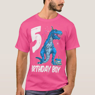 Camiseta Crianças 5 de Aniversário Dinossauro T Rex Para 5