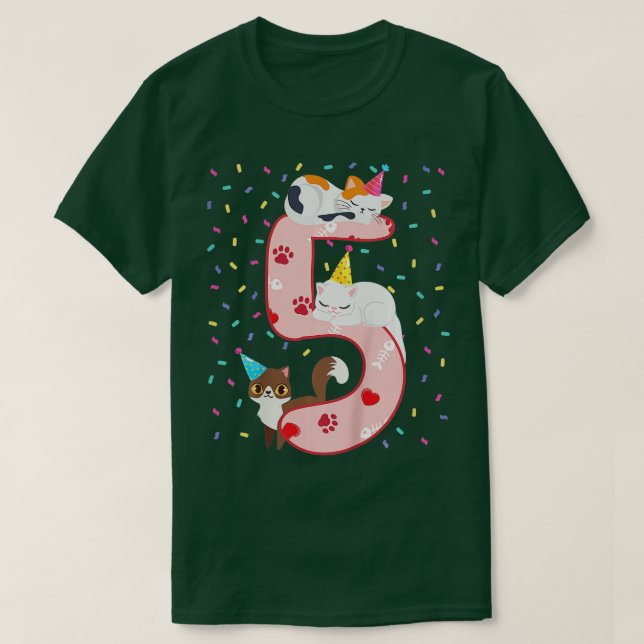 Camiseta Crianças 5 de Aniversário Garota Bonita Roupa de G (Frente do Design)