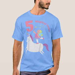 Camiseta Crianças 5 de Aniversário Garota Unicórica Fada Im