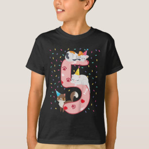 Camiseta Crianças 5 de Aniversário Gato De Gato De Gato Cuj