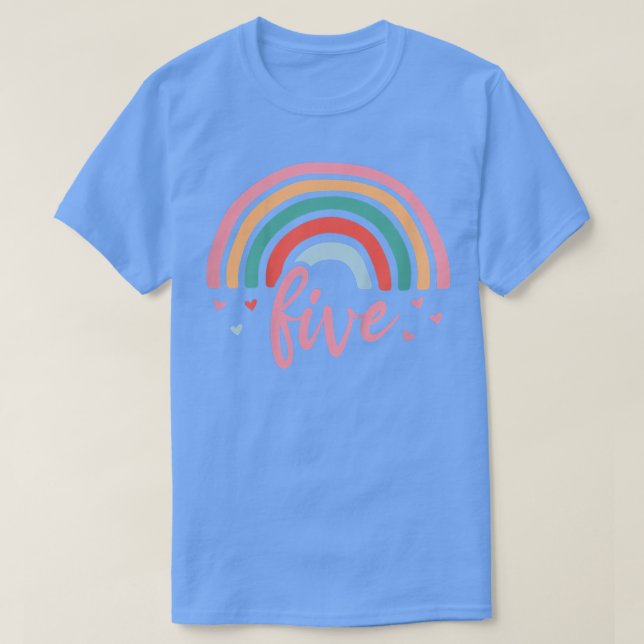 Camiseta Crianças 5 de Aniversário Gift Arco-Íris Ventilado (Frente do Design)