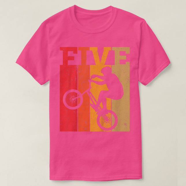 Camiseta Crianças 5 de Aniversário Meninos 5 Anos Cinco BMX (Frente do Design)