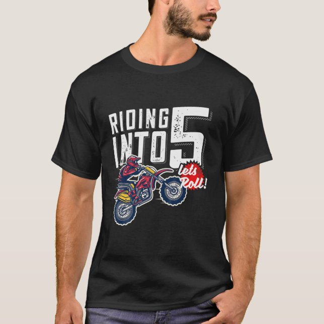 Camiseta Crianças 5 de Passageiro de Aniversário, Bicicleta (Frente)