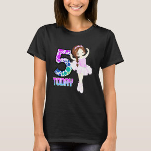 Camiseta Crianças 5 Hoje Meninas Balés Dançando Aniversário