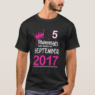 Camiseta Crianças 5 Pink Aniversário São Nasceres Em Setemb