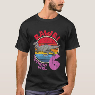 Camiseta Crianças 6 Aniversário Eu Rawr! Velociraptor I Fam