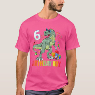 Camiseta Crianças 6 Aniversário Rex Dino Dinossaur 6 Anos