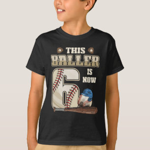 Camiseta Crianças 6 Birthday Baseball Boy Seis Anos