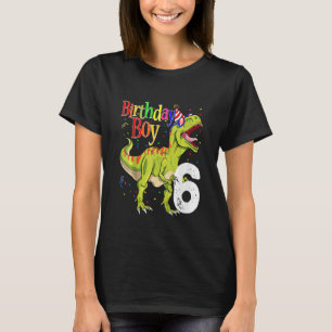 Camiseta Crianças 6 Birthday Boy Rawr Eu tenho 6 anos