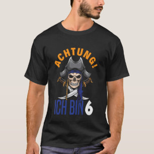 Camiseta Crianças 6 Birthday Boys 6 Anos Pirata Do Crânio B