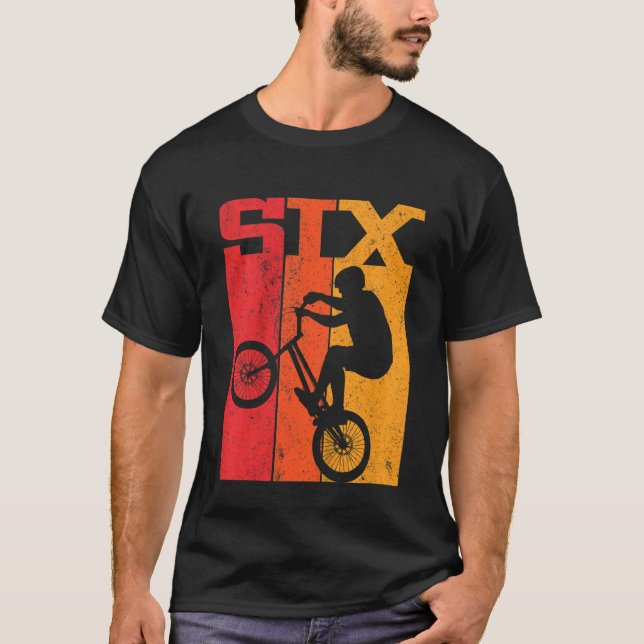 Camiseta Crianças 6 Birthday Boys 6 Anos Seis Bmx Bike Rac (Frente)
