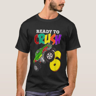 Camiseta Crianças 6 Birthday Boys Monster Truck 6 Anos Ra