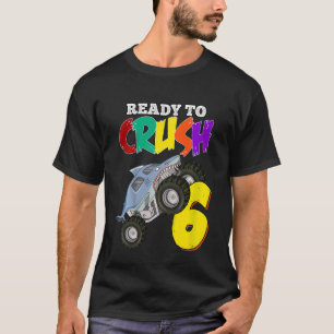 Camiseta Crianças 6 Birthday Boys Monster Truck 6 Anos Ra