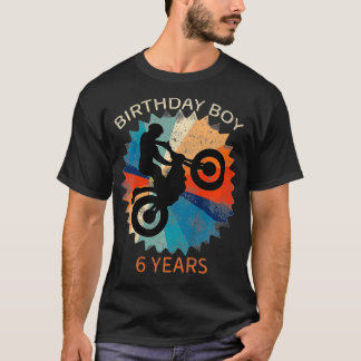 Camiseta Crianças 6 Birthday Boys Motocross Dirtbike 6 Anos