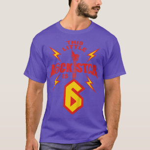 Camiseta Crianças 6 Birthday Boys Rockstar Rock Music 6 Ano
