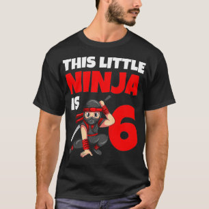 Camiseta Crianças 6 Birthday Ninja 6 Anos Meninos