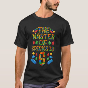 Camiseta Crianças 6 Bloco de Aniversário Construtor de Bric