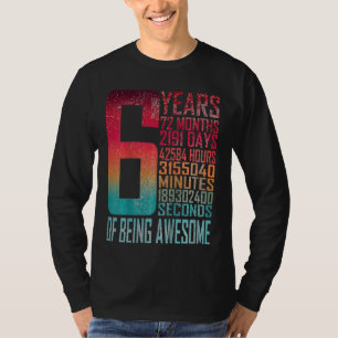 Camiseta Crianças 6 de Aniversário 6 Anos 72 Meses Vinta