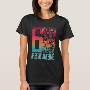 Camiseta Crianças 6 de Aniversário 6 Anos 72 Meses Vinta