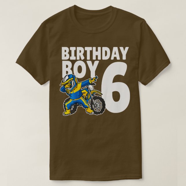 Camiseta Crianças 6 de Aniversário Dabbing Motocross Bike B (Frente do Design)