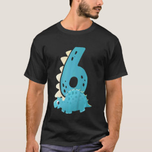 Camiseta Crianças 6 de Aniversário Dinossauro Pré-Histórico