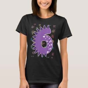 Camiseta Crianças 6 de Aniversário Dinossauro Seis Dino Spi