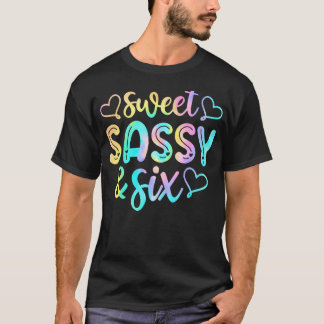 Camiseta Crianças 6 de Aniversário Garota Doce E Seis Anos