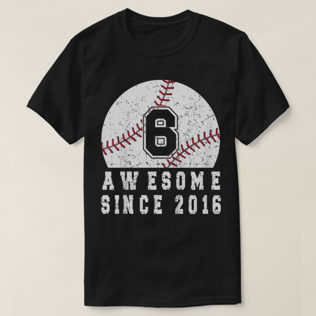 Camiseta Crianças 6 de aniversário Nascer Baseball Boy em 2 (Frente do Design)