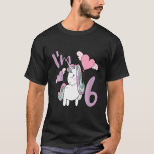 Camiseta Crianças 6 de Aniversário Rapariga Bonita de Unicó
