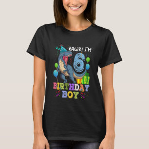 Camiseta Crianças 6 de Aniversário Rawr Eu sou 6 Rex Dinoss