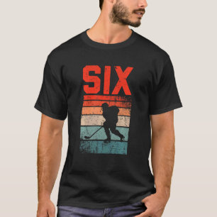 Camiseta Crianças 6 de Aniversário Retro Hóquei no Gelo de 